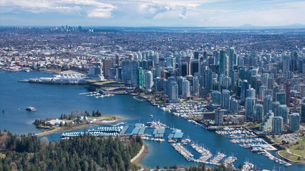 aerial view of Vancouver high rise